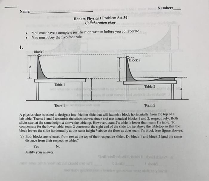 Solved Number: Name: Honors Physics I Problem Set 34 | Chegg.com