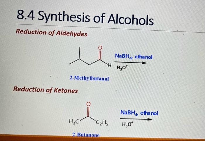 reduction of aldehydes and ketones to alcohols