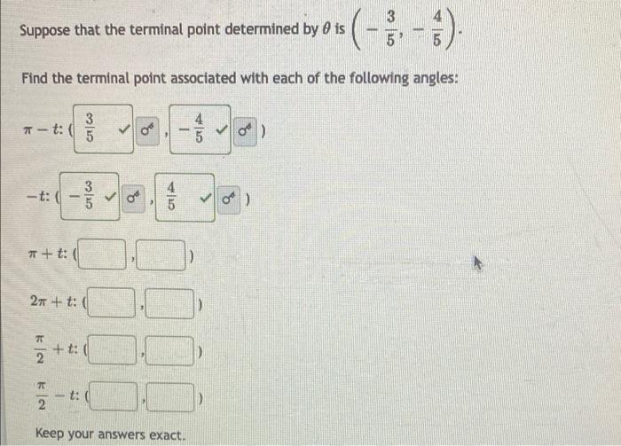 Solved - Suppose that the terminal point determined by @is 3 | Chegg.com