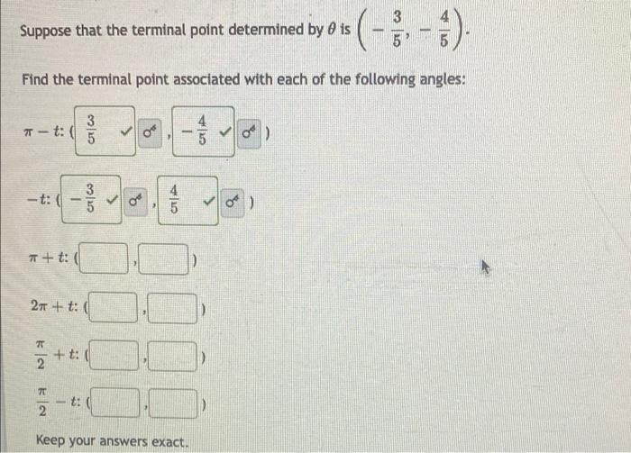 Solved - Suppose That The Terminal Point Determined By @is 3 | Chegg.com