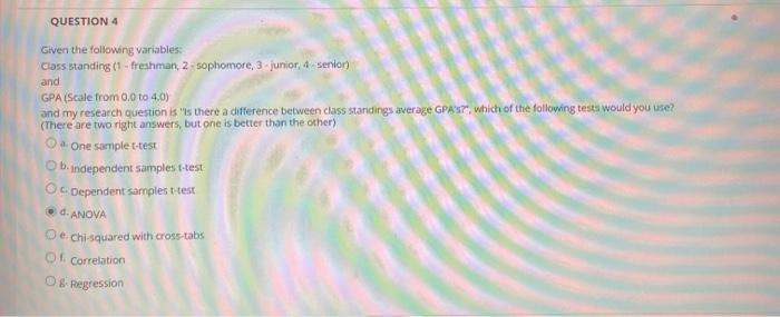 Solved QUESTION 4 Given the following variables Class | Chegg.com