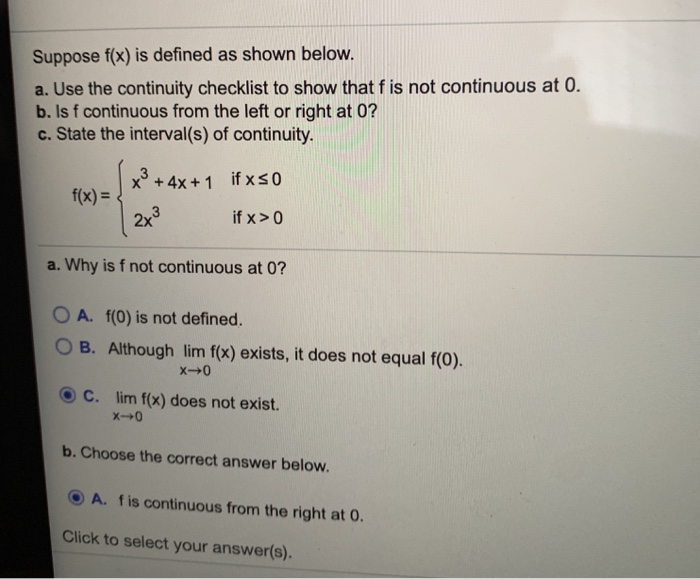 Solved Suppose F X Is Defined As Shown Below A Use The