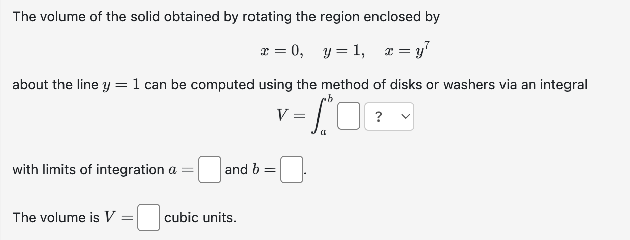 Volume By Rotation Using Integration Solved The volume of the solid obtained by rotating the | Chegg.com
