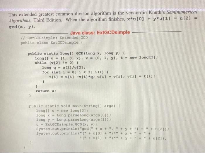Solved This extended greatest common divison algorithm is | Chegg.com