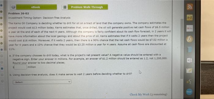 Solved EBook Problem Walk-Through O Problem 26-02 O | Chegg.com