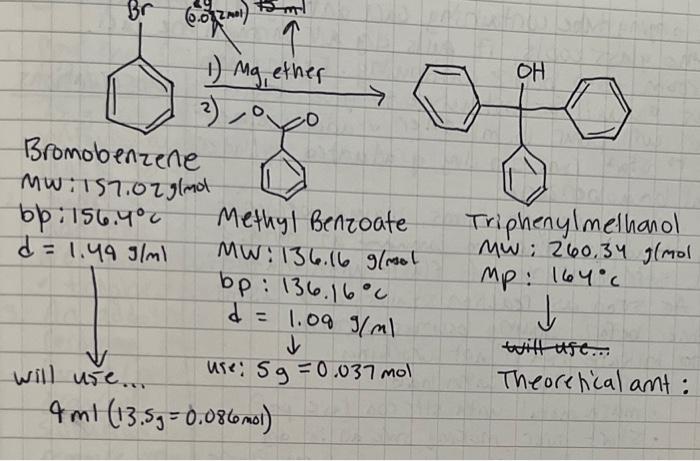 Solved What Is The Theoretical Yeild Of Triphenylmethanol