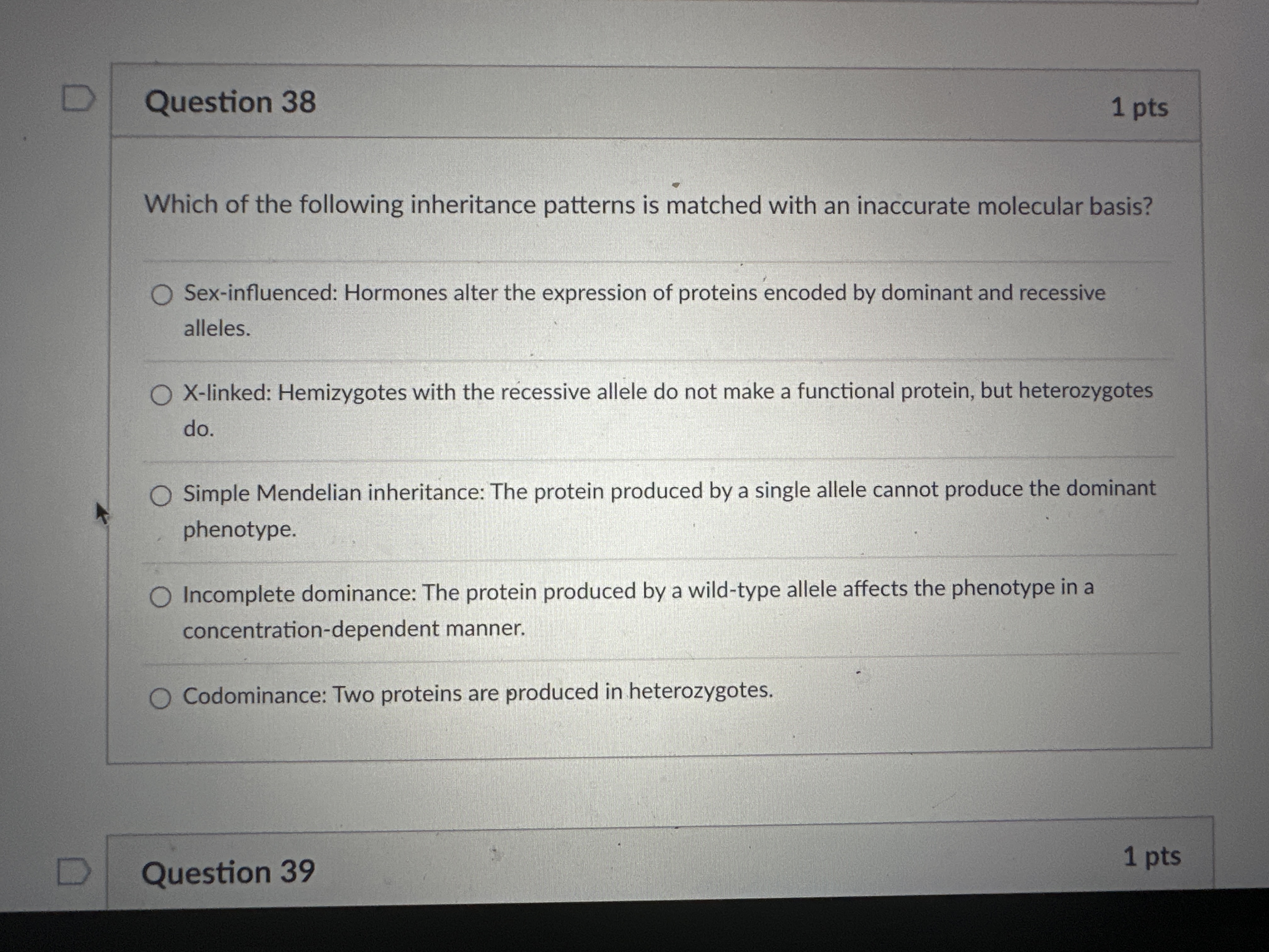 Solved Question 38Which of the following inheritance | Chegg.com