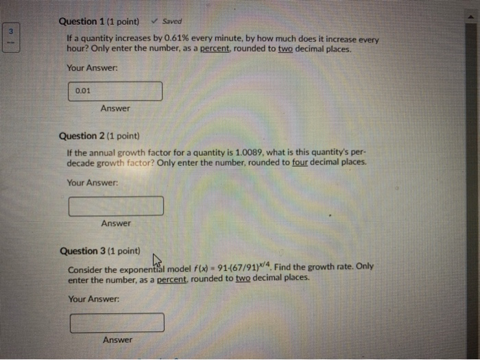 Solved Question 1 (1 point) Saved If a quantity increases by | Chegg.com