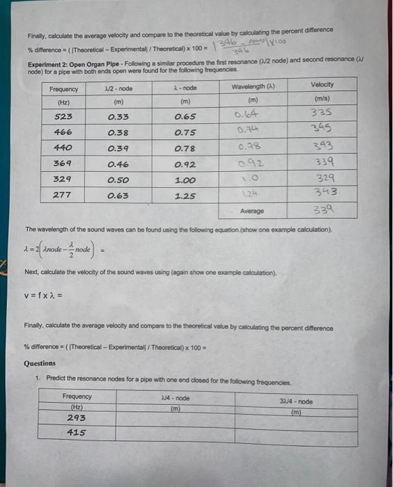 Solved Speed Of Sound Purpose To Measure The Speed Of Sound Chegg