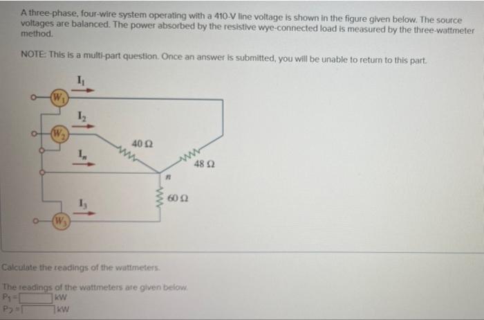 Solved A three-phase, four-wire system operating with a | Chegg.com