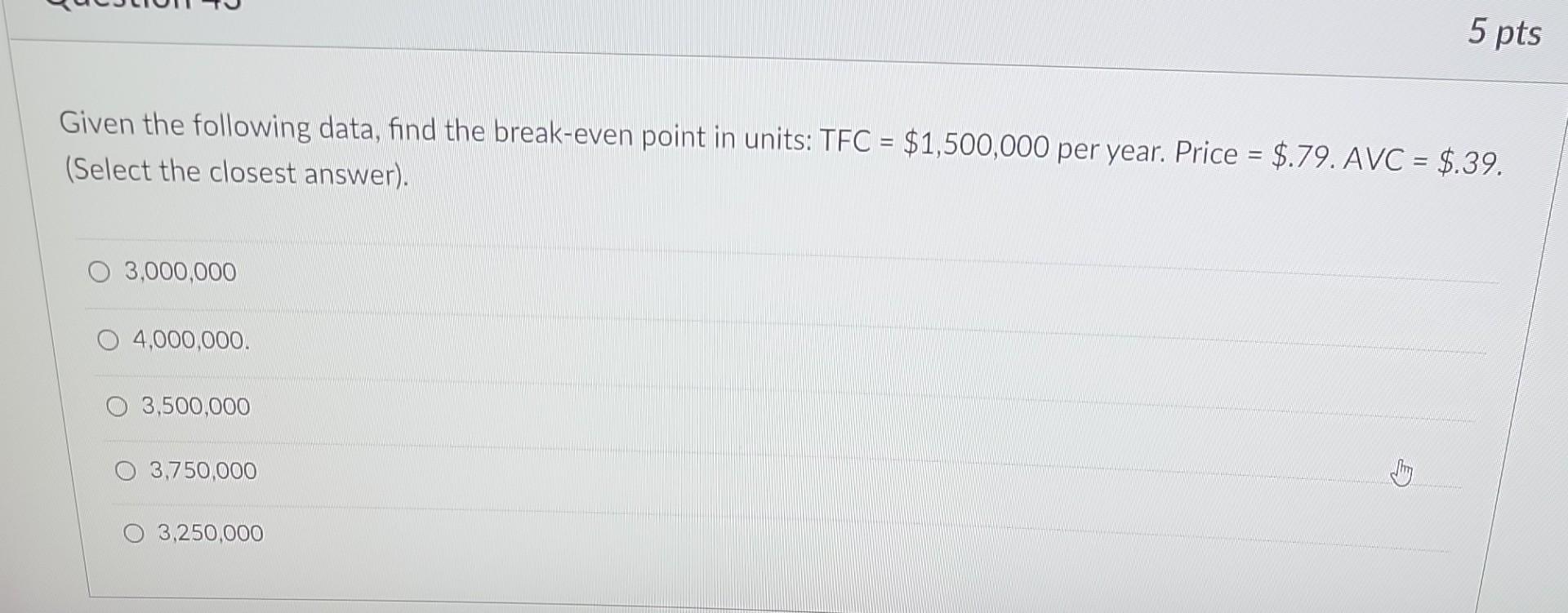 Solved Given The Following Data, Find The Break-even Point | Chegg.com