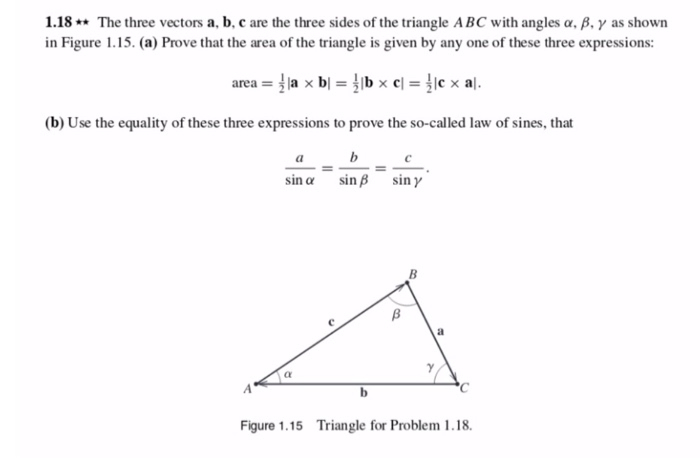 Solved 1.18 The three vectors a b c are the three sides