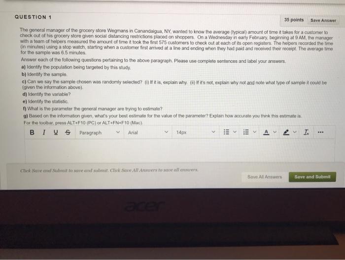 Solved Save Answer QUESTION 1 35 points The general manager | Chegg.com