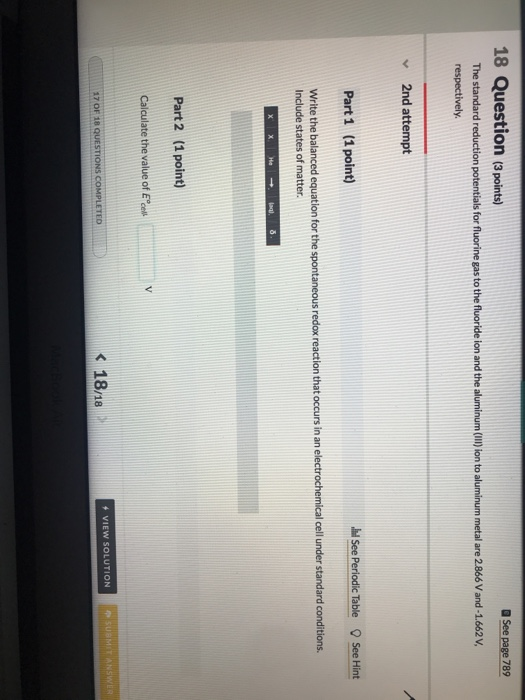 Solved See page 789 18 Question (3 points) The standard | Chegg.com