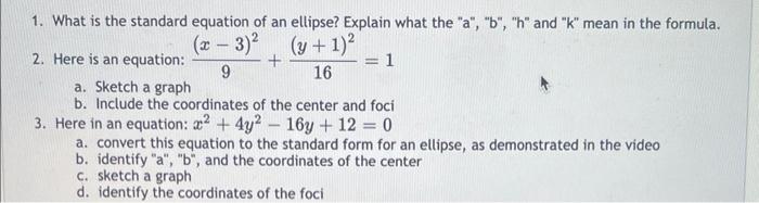 Solved Write the equation of the ellipse that has a center | Chegg.com
