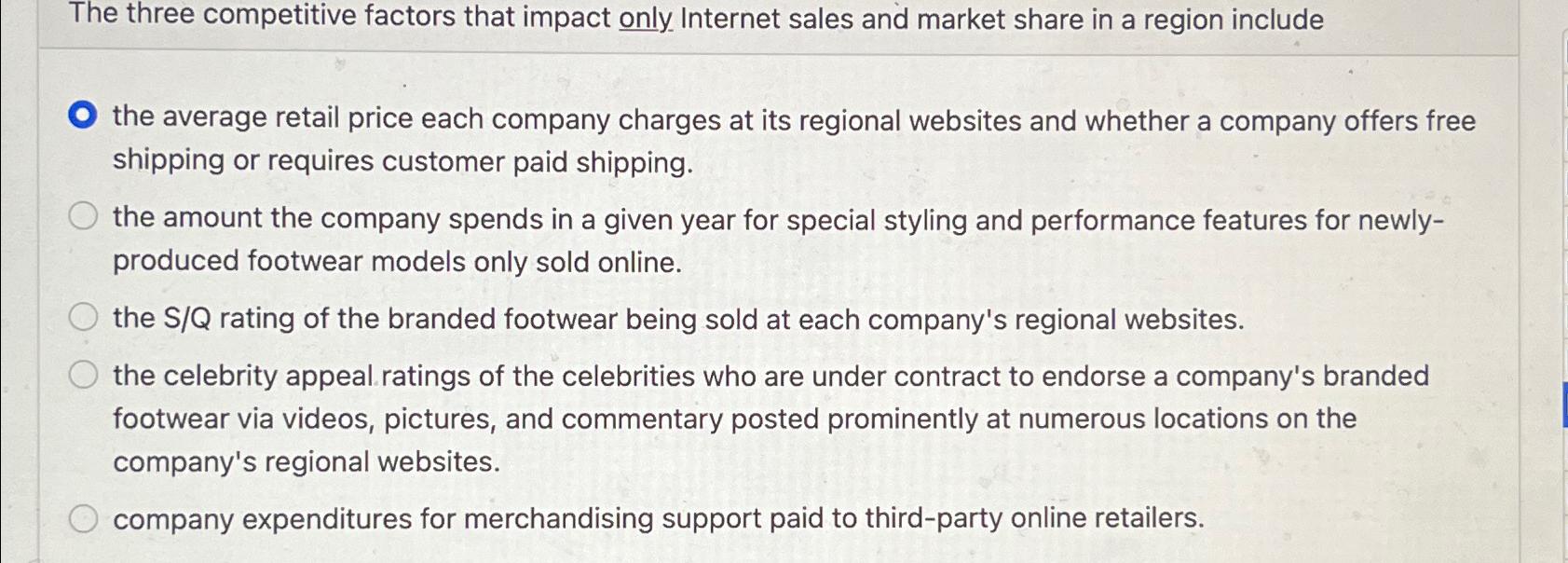 Solved The three competitive factors that impact only