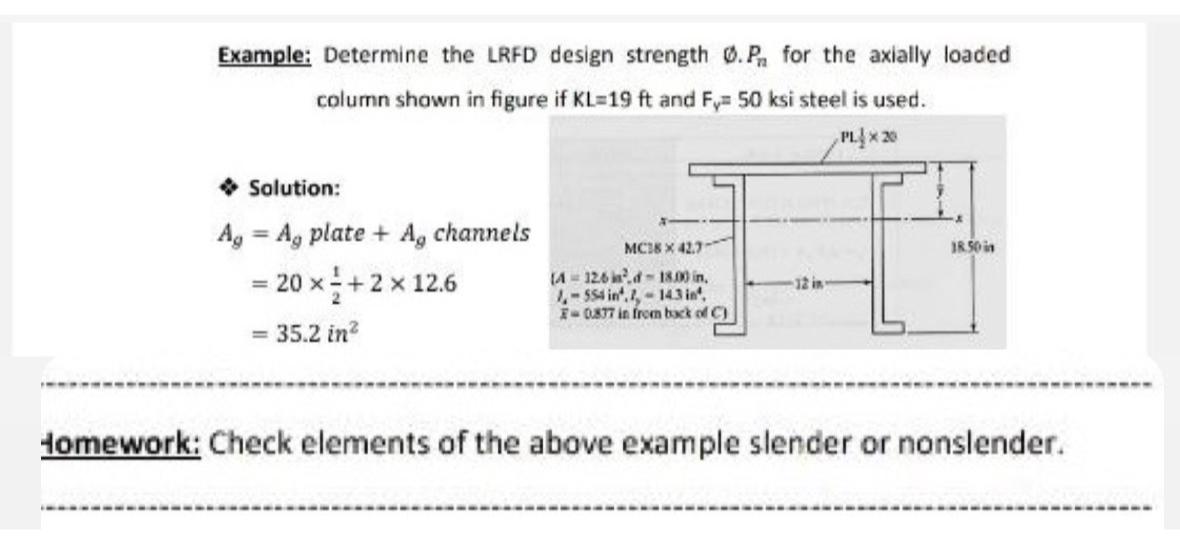 Solved Example: Determine the LRFD design strength O.Pn ﻿for | Chegg.com