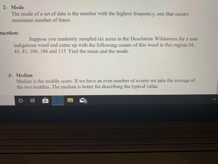 Solved 2- Mode The mode of a set of data is the number with | Chegg.com