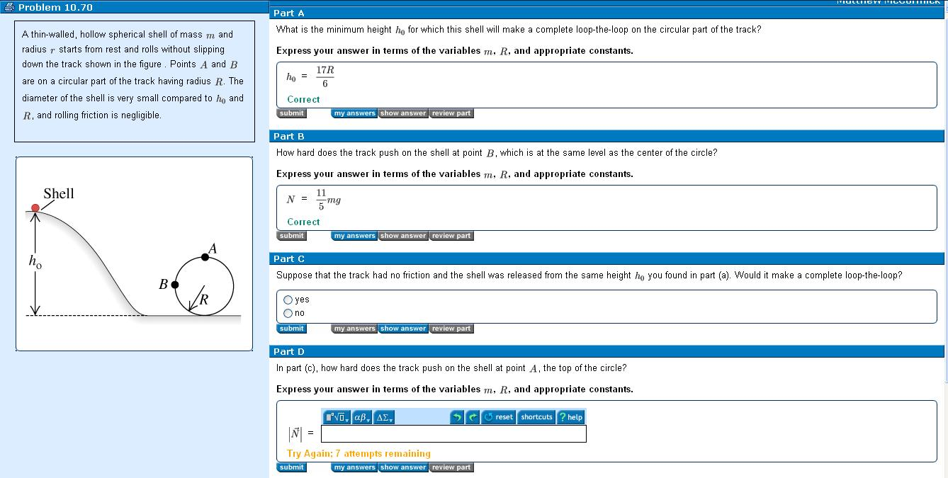 Solved: A Thin-walled, Hollow Spherical Shell Of Mass M An ...