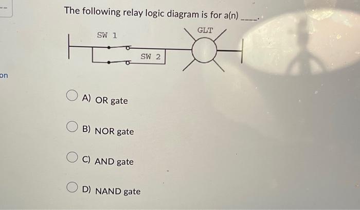 Solved The following relay logic diagram is for a(n) A) OR | Chegg.com