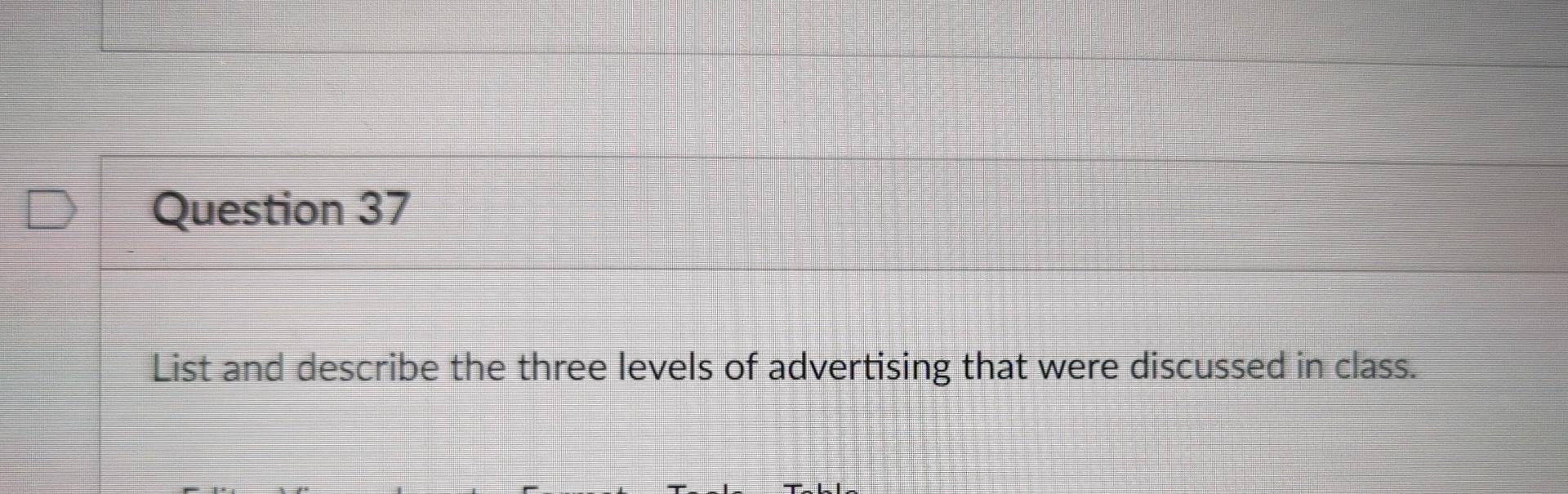 Solved Question 37 List and describe the three levels of | Chegg.com