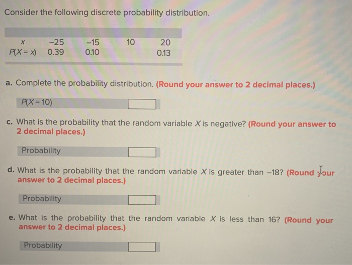 Solved Consider The Following Discrete Probability | Chegg.com