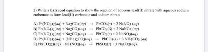 Lead Ii Nitrate Balanced Equation