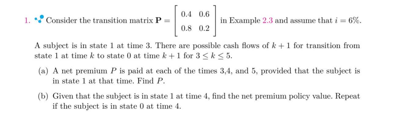 Solved Consider the transition matrix P=[0.40.60.80.2] ﻿in | Chegg.com
