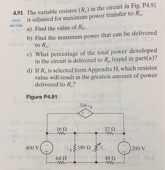 Solved PSPICE MULTISIM 4.91 The variable resistor (R.) in