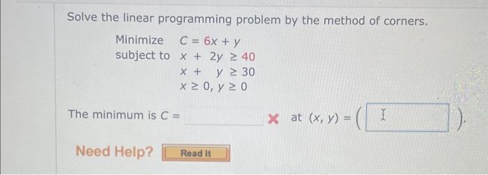 Solved Solve the linear programming problem by the method of | Chegg.com