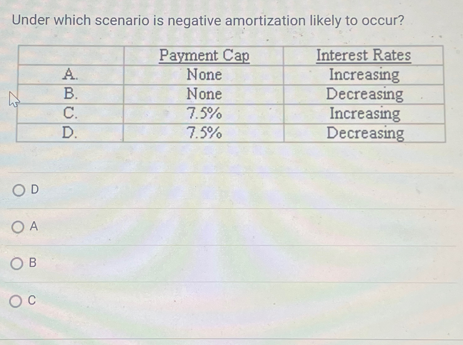 Solved Under which scenario is negative amortization likely | Chegg.com