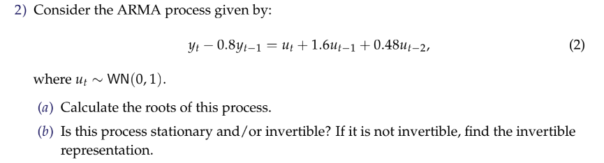 Consider the ARMA process given | Chegg.com