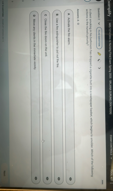 Solved xamplifyNRS 1214 ﻿intro to Nursing Final Exam Spring