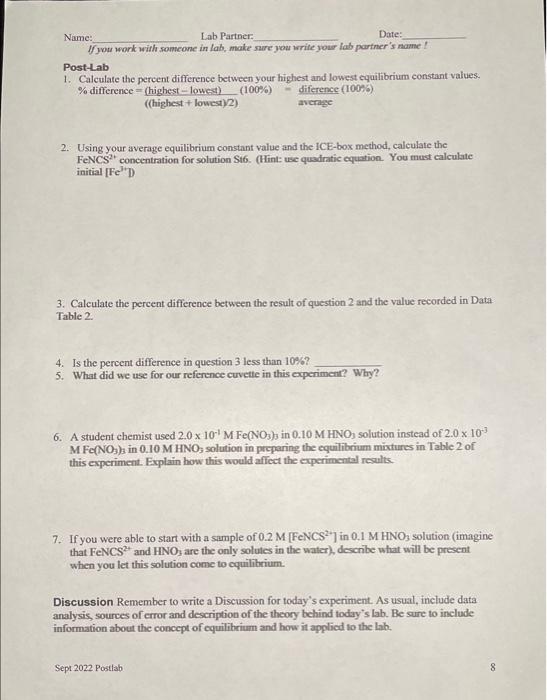 Solved Name Lab Partner Date If you work with someone in