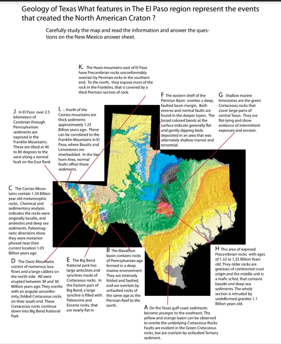 Geology of Texas What features in The El Paso region | Chegg.com
