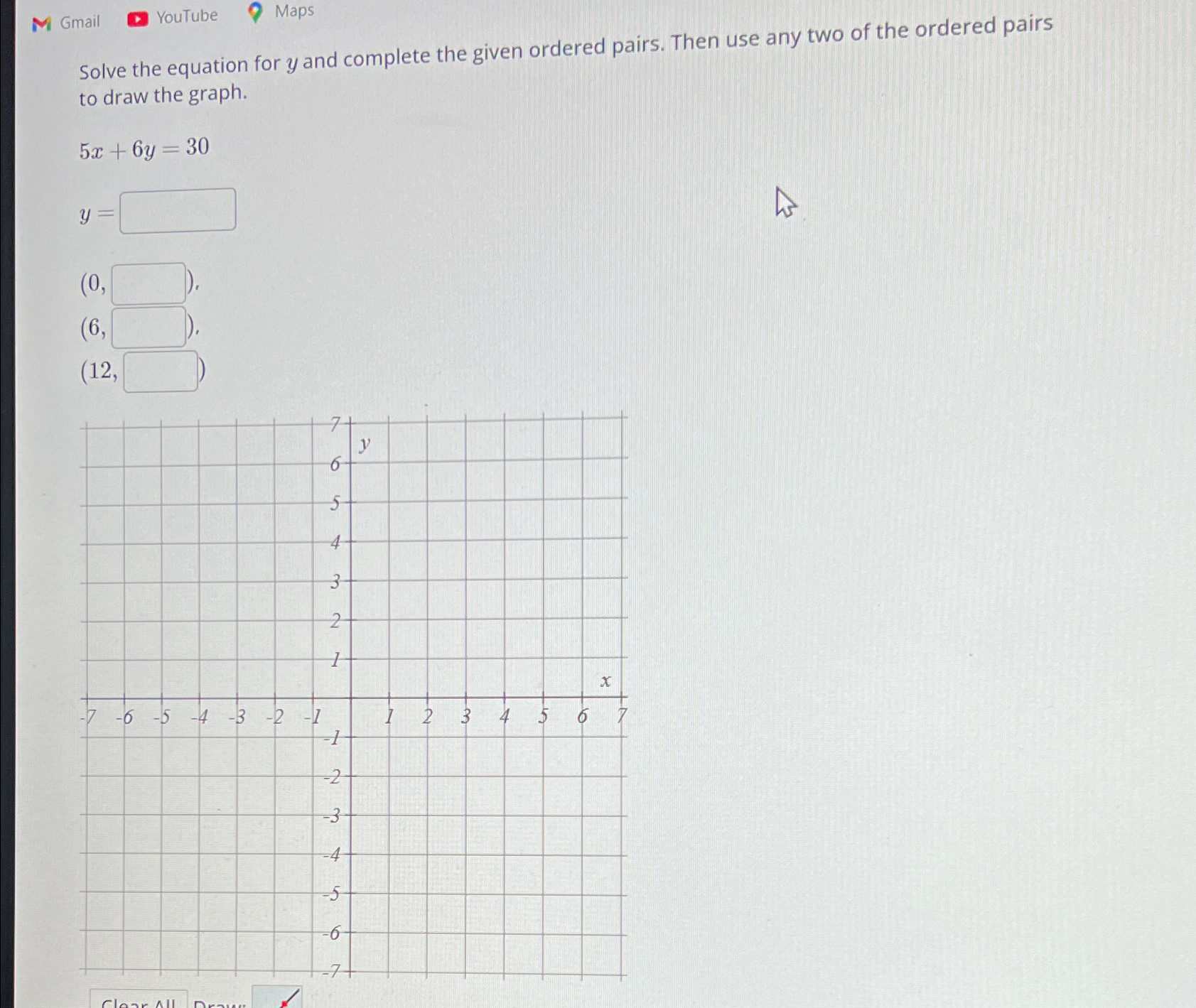 Solved MGmailYouTubeMapsSolve the equation for y ﻿and | Chegg.com