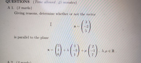 Solved How to determine if a vector is parallel to a plane | Chegg.com