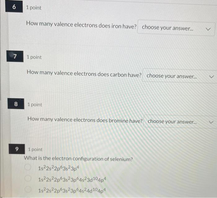 Solved ipoint How many valence electrons does iron have? 1