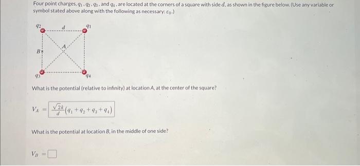 Solved Four Point Charges, Q1,q2,q5, And Q4, Are Located At | Chegg.com