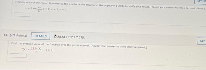 Solved MYN Find the area of the region bounded by the graphs | Chegg.com