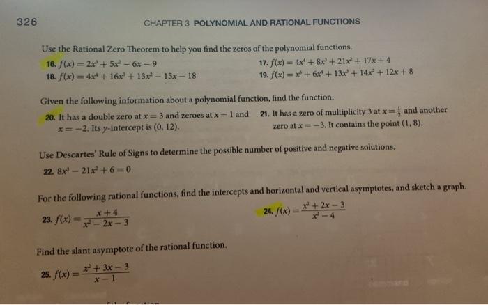 Solved 326 CHAPTER 3 POLYNOMIAL AND RATIONAL FUNCTIONS Use | Chegg.com