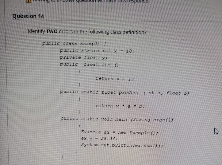 Solved Question 14 Identify TWO errors in the following | Chegg.com