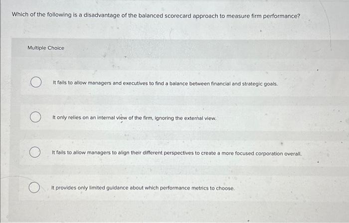 Solved Which of the following is a disadvantage of the | Chegg.com