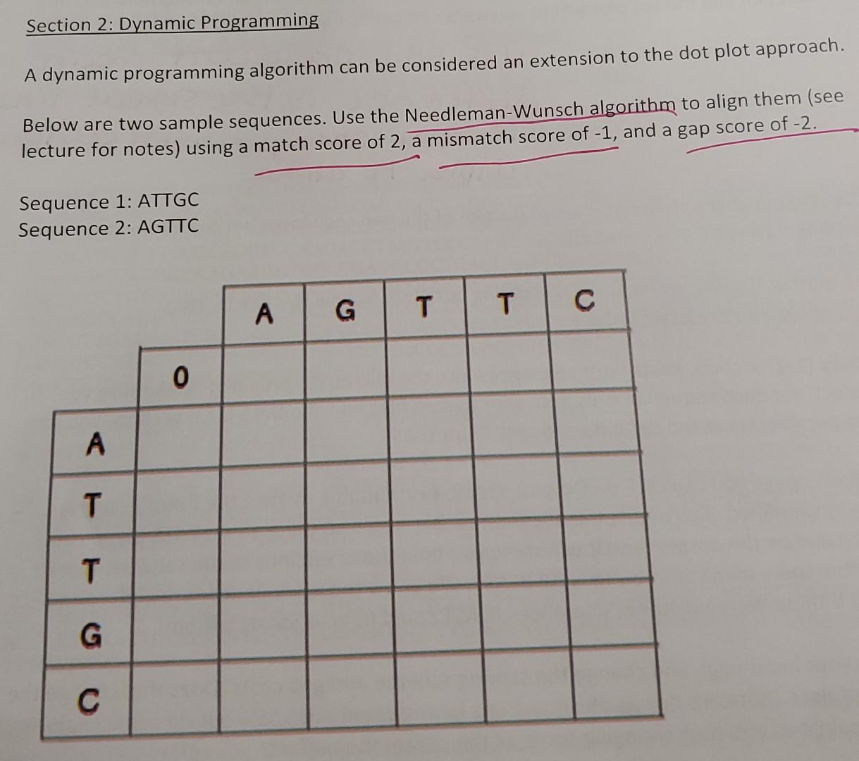Solved Section 2: Dynamic Programming A dynamic programming | Chegg.com