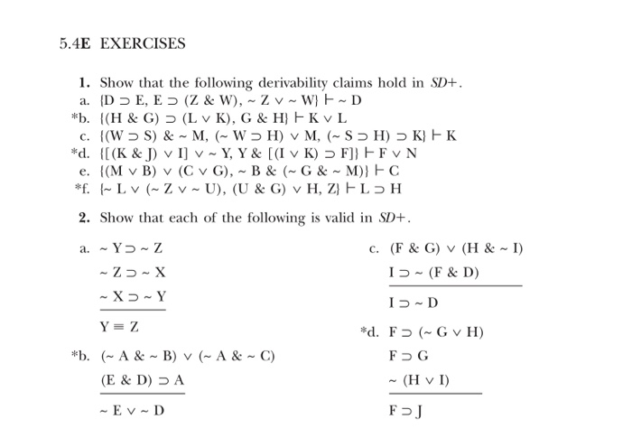 Solved 5 4e Exercises 1 Show That The Following Derivabi Chegg Com