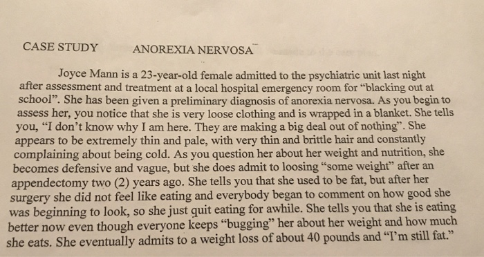 anorexia nervosa a case control study