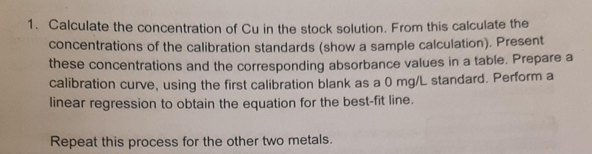 Solved Part B - Preparation Of Calibration Standards Each | Chegg.com