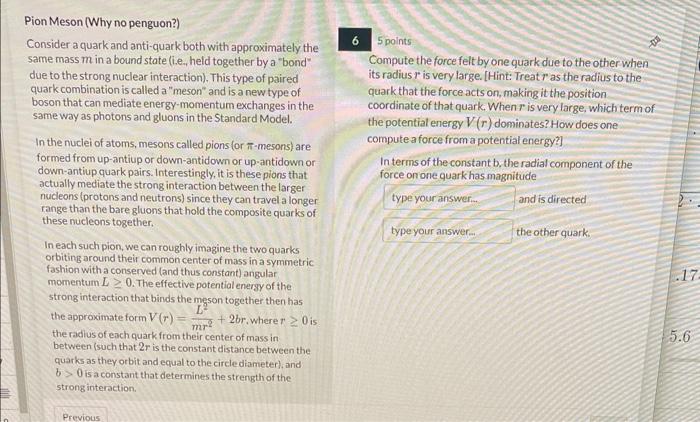 Pion Meson (Why no penguon?) Consider a quark and | Chegg.com