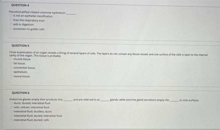 Solved QUESTION 1 Each of the following is a primary tissue | Chegg.com