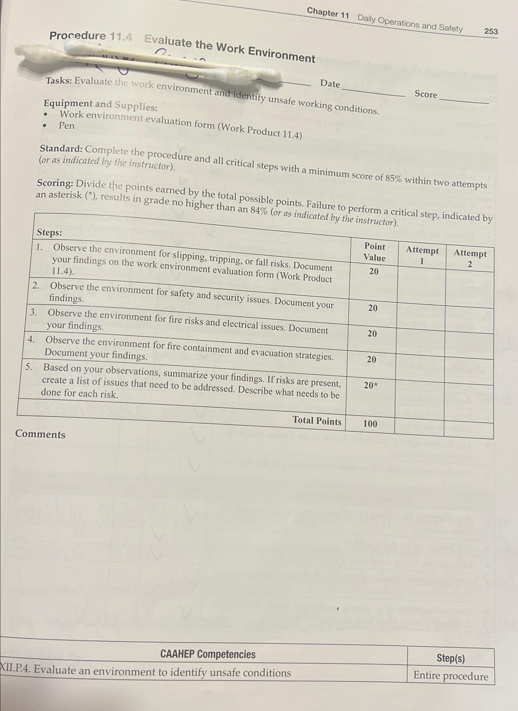 Solved Chapter 11 ﻿Daily Operations and Safety253Procedure | Chegg.com